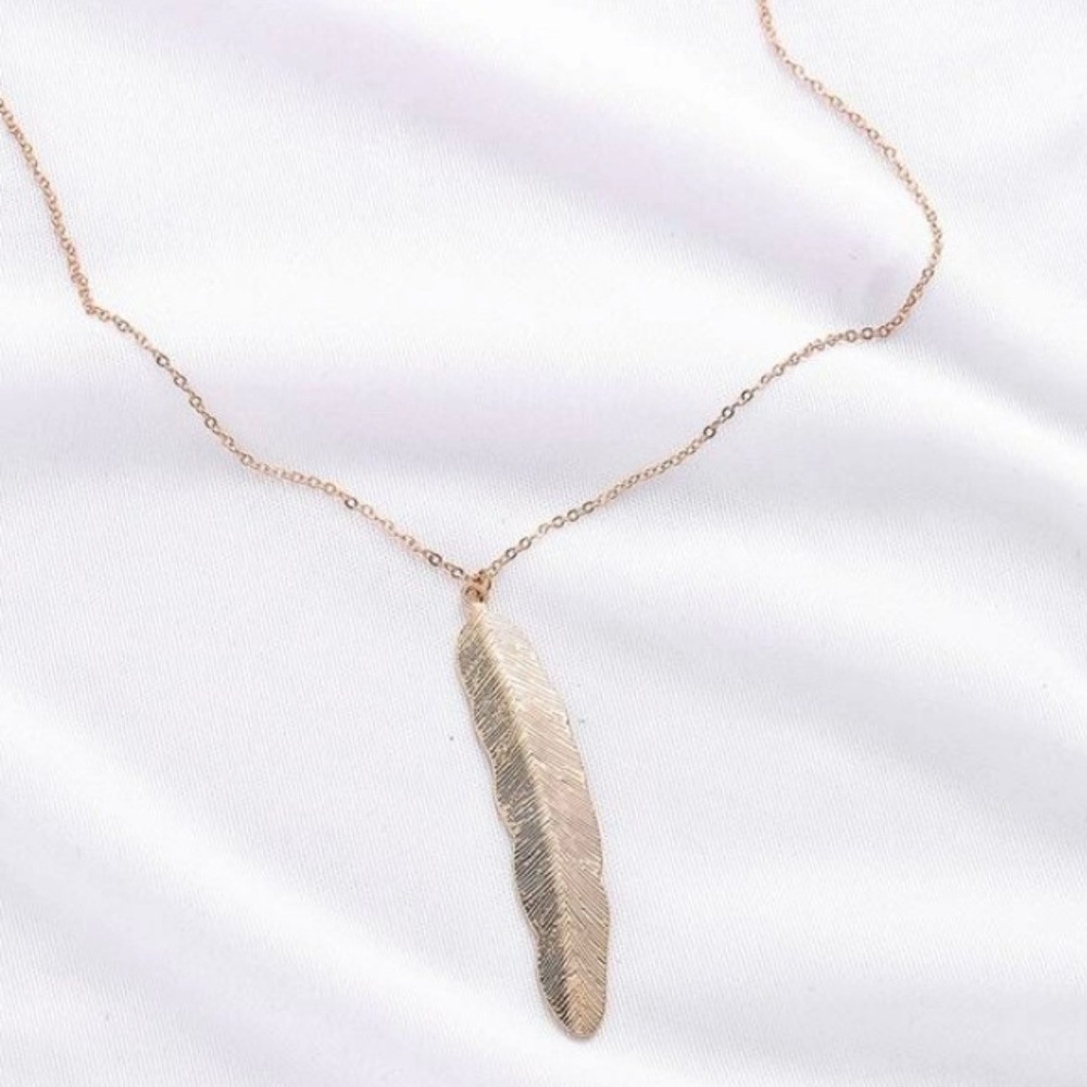 Gold Feather Chain Necklace